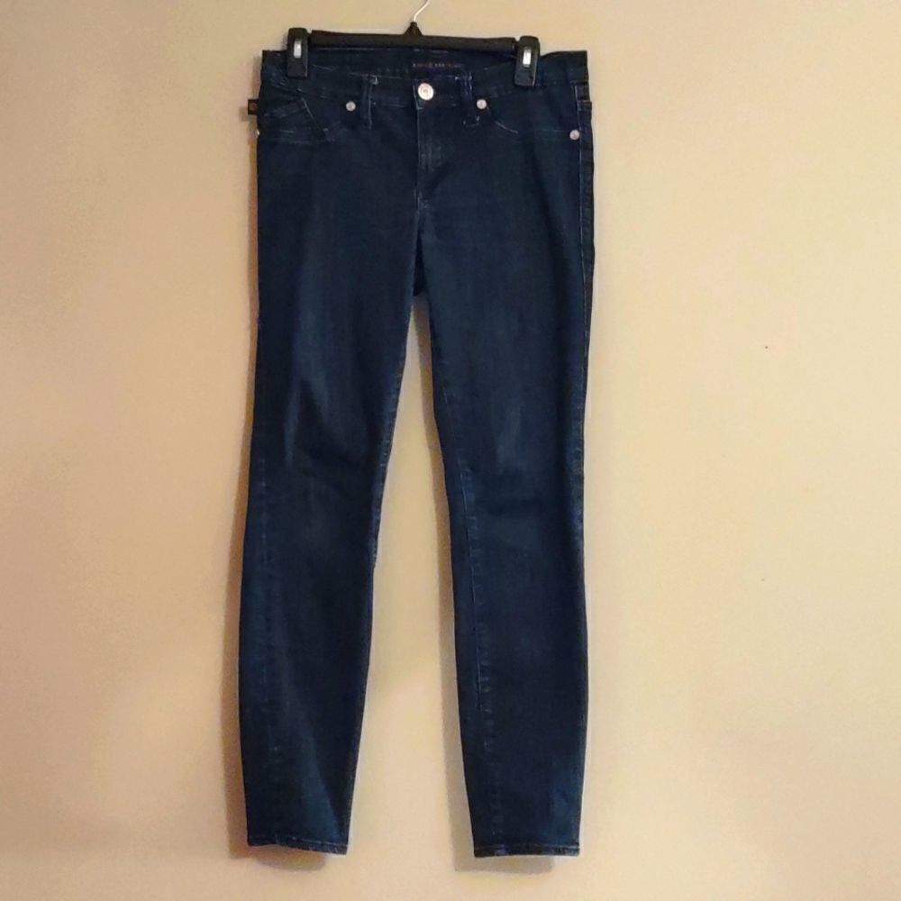 Rock‎ & Republic Women's size 8 jeans straight leg dark wash rose gold buttons